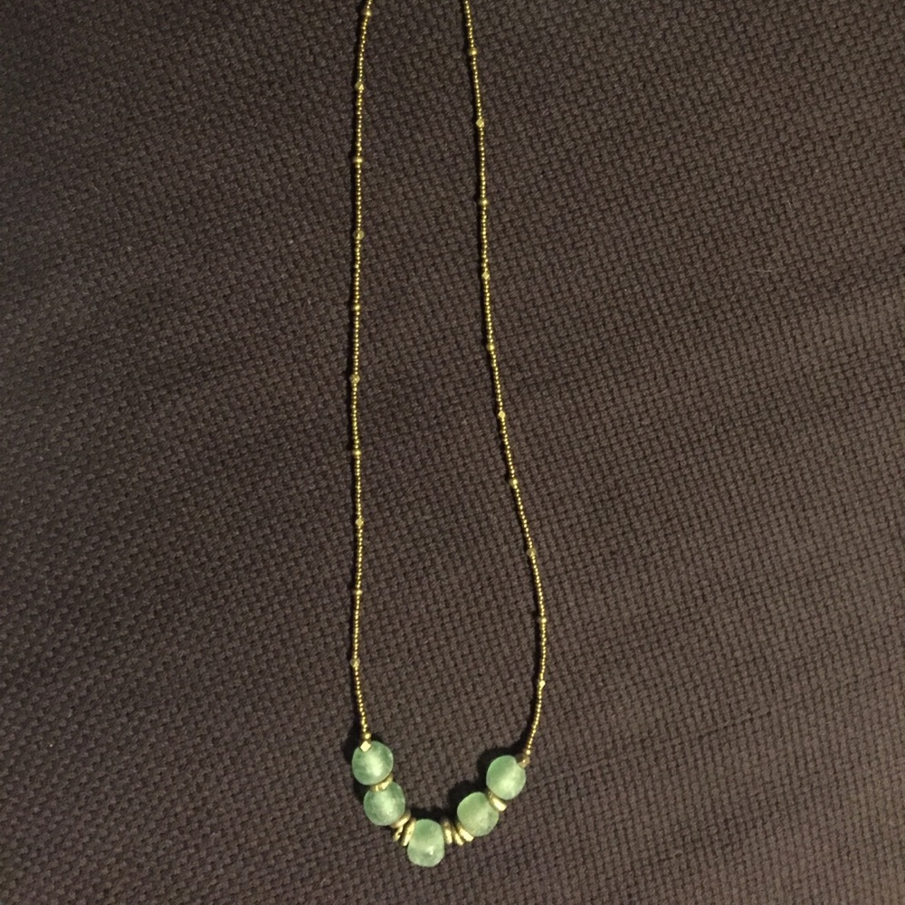 Green glass beaded necklace